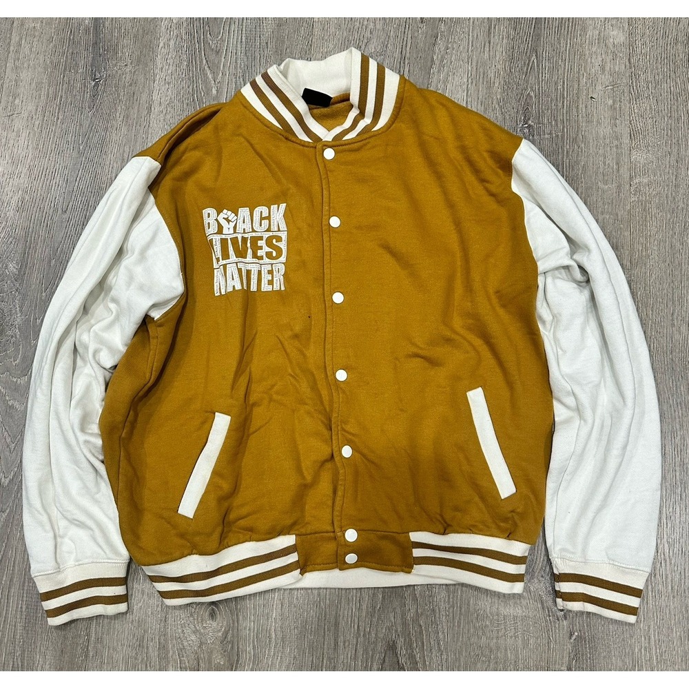 Sun Tees Jacket Men's‎ 3XL Yellow Black Lives Matter BLM Bomber Varsity Jacket
